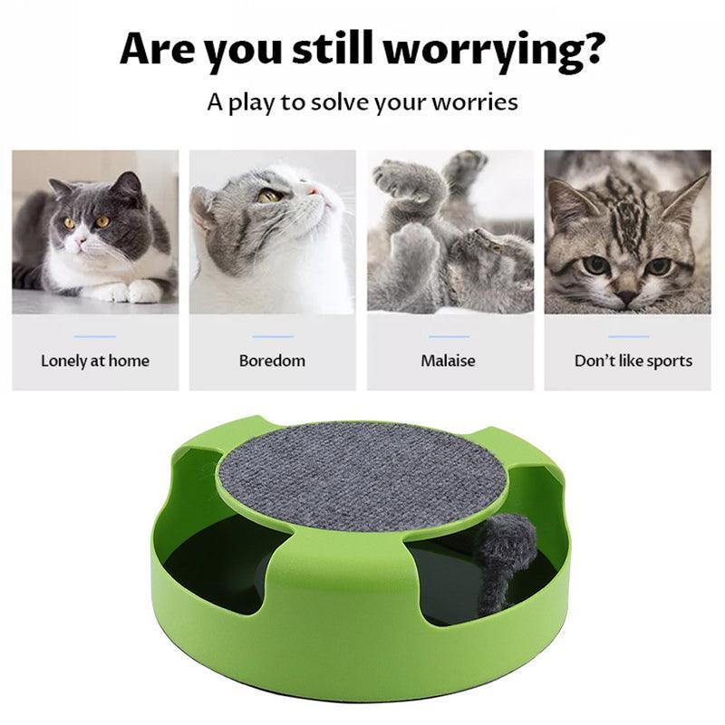 SunReady 2-in-1 Interactive Cat Turntable Scratcher Toy lifestyle photo for Australian pet homes