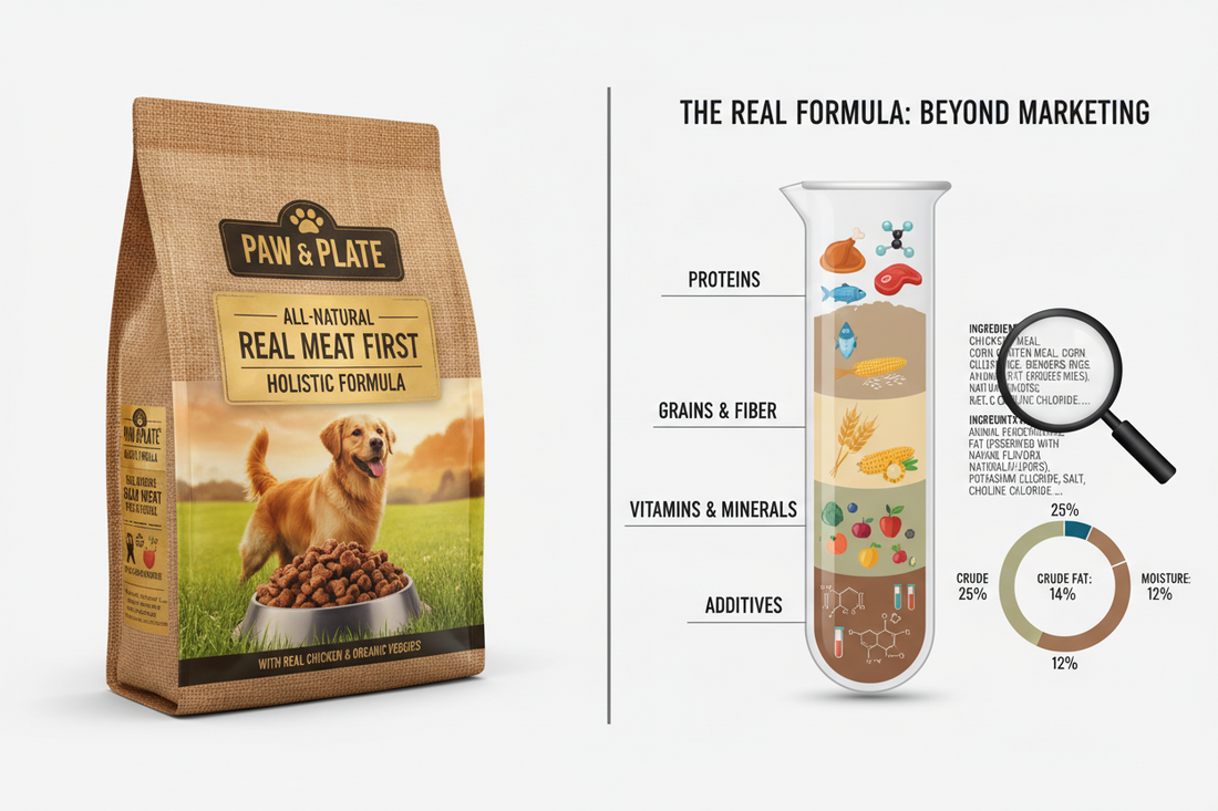 Don't be fooled by "all-natural" claims; understand the real formula behind dog food.
