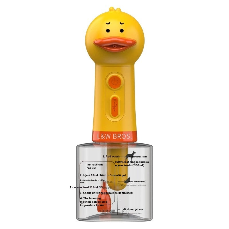 SunReady Automatic Pet Bath Foam Maker | Electric Yellow Duck Bubble Machine
