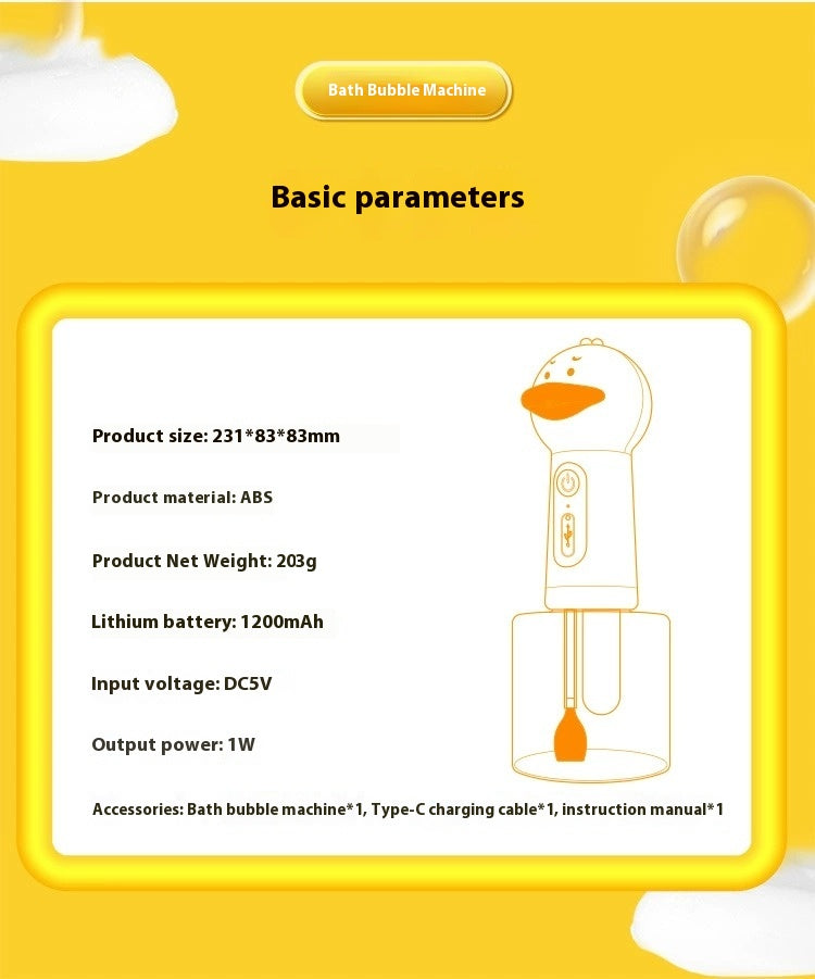 SunReady Automatic Pet Bath Foam Maker | Electric Yellow Duck Bubble Machine