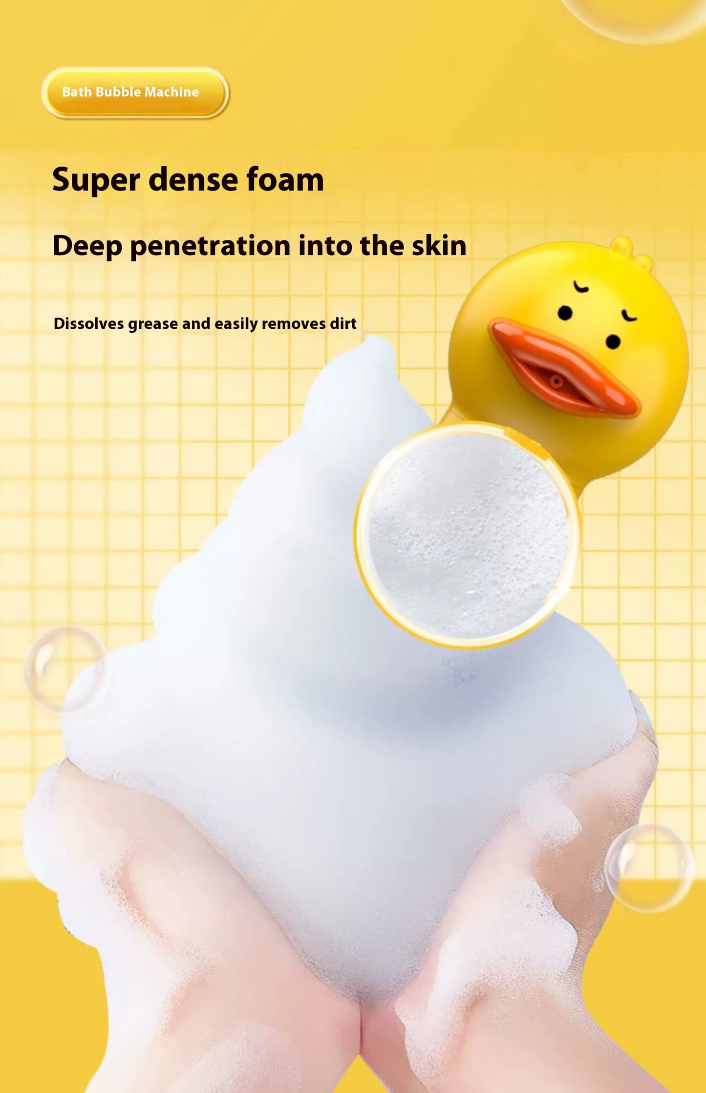 SunReady Automatic Pet Bath Foam Maker | Electric Yellow Duck Bubble Machine