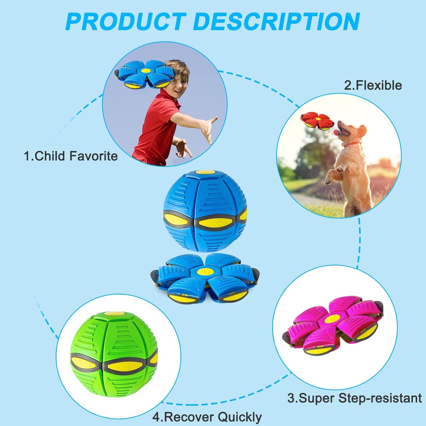 SunReady Magic UFO Dog Ball Toy with LED Lights for dogs in Australian homes