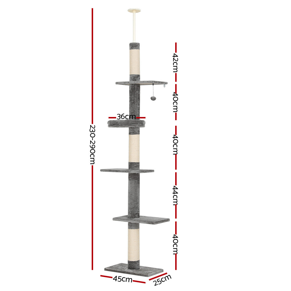 SunReady Floor-to-Ceiling Cat Tree Tower 2.3m-2.9m detail for climbing and scratching at home