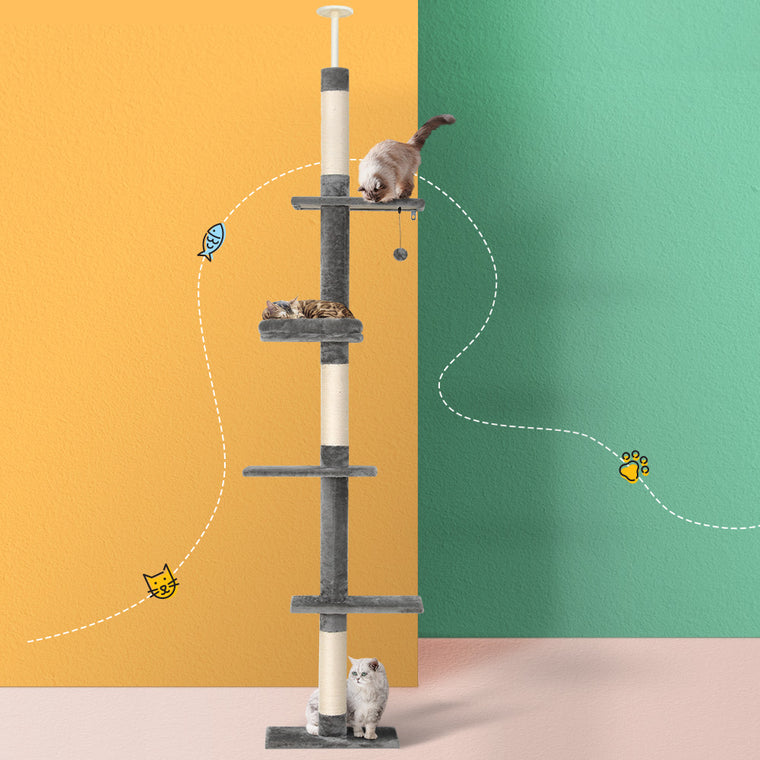 SunReady Floor-to-Ceiling Cat Tree Tower 2.3m-2.9m for indoor cats in Australian homes