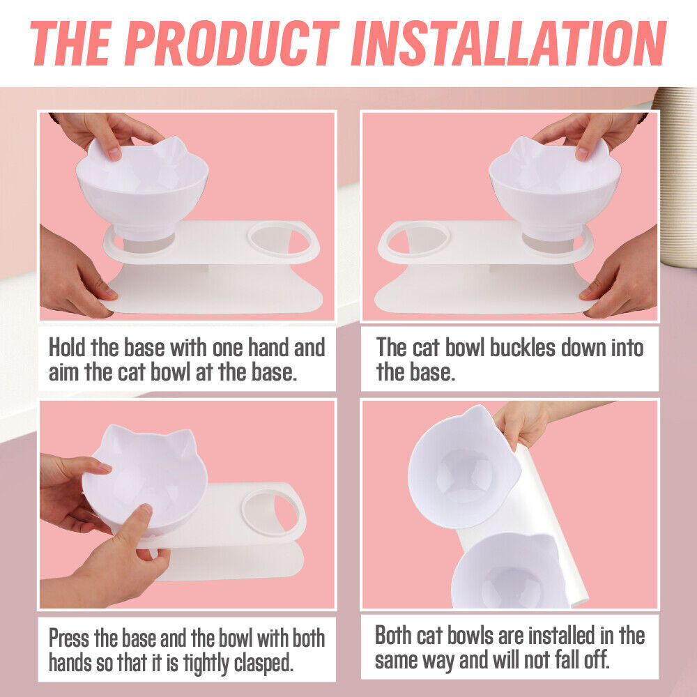SunReady Ergonomic Elevated Double Cat Bowls detail for feeding routine at home