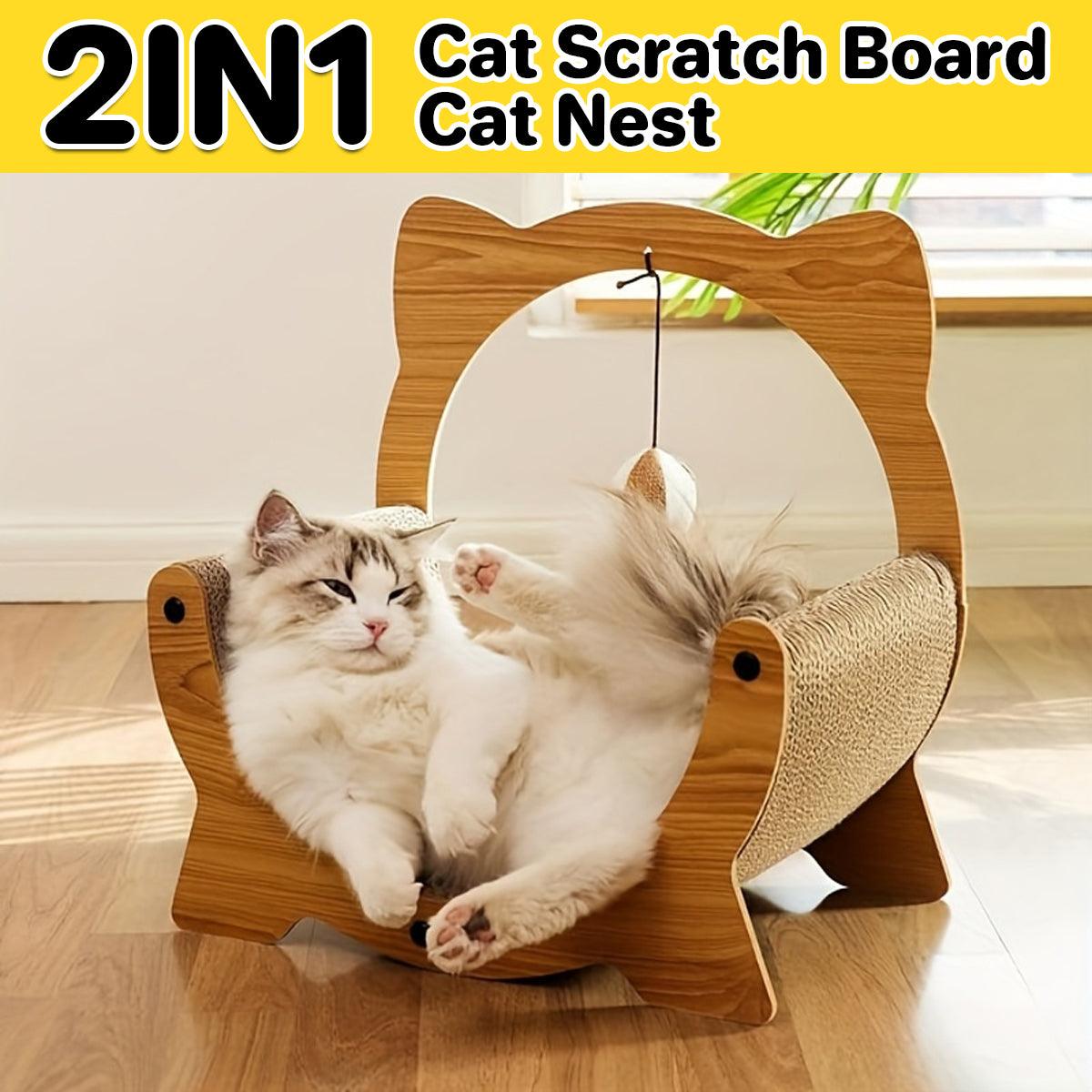 SunReady 2-in-1 Wooden Cat Scratcher Lounge detail for climbing and scratching at home
