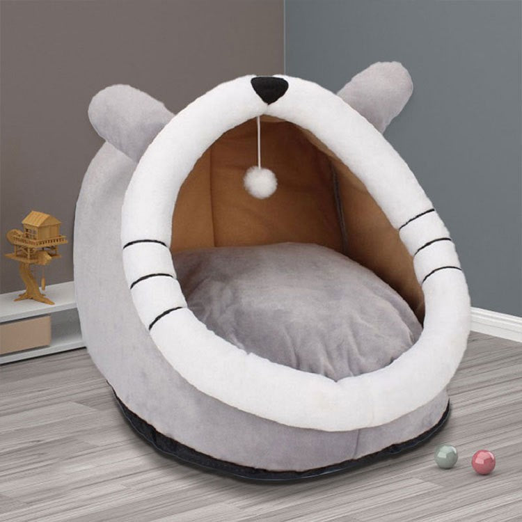 SunReady Calming Cat Cave Bed with Teaser Toy detail for calm rest at home