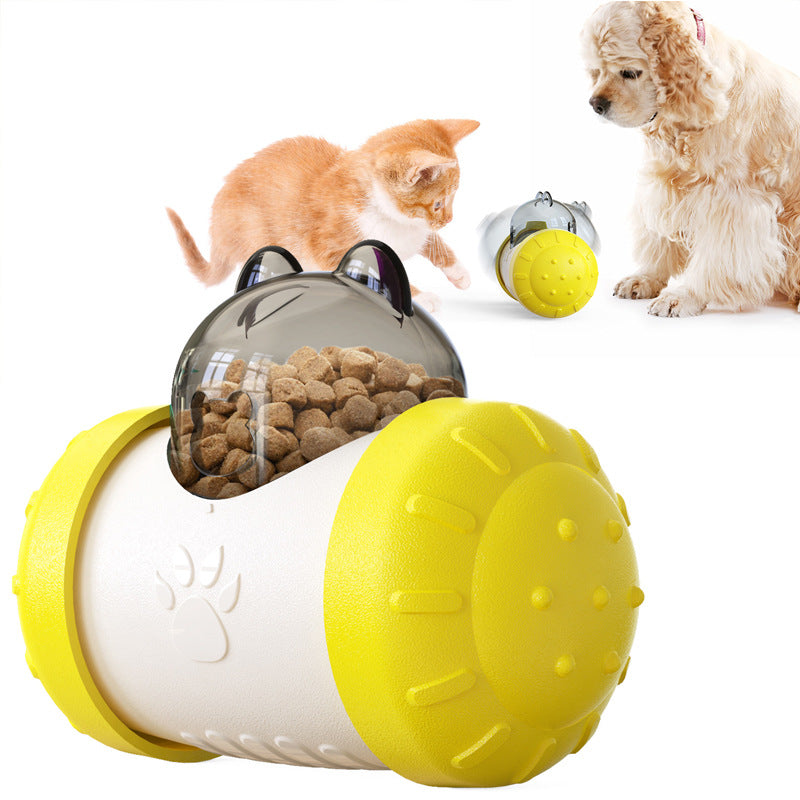SunReady™ Wobble & Treat Interactive Dispenser - Yellow Slow Feeder Puzzle Toy for Dogs & Cats