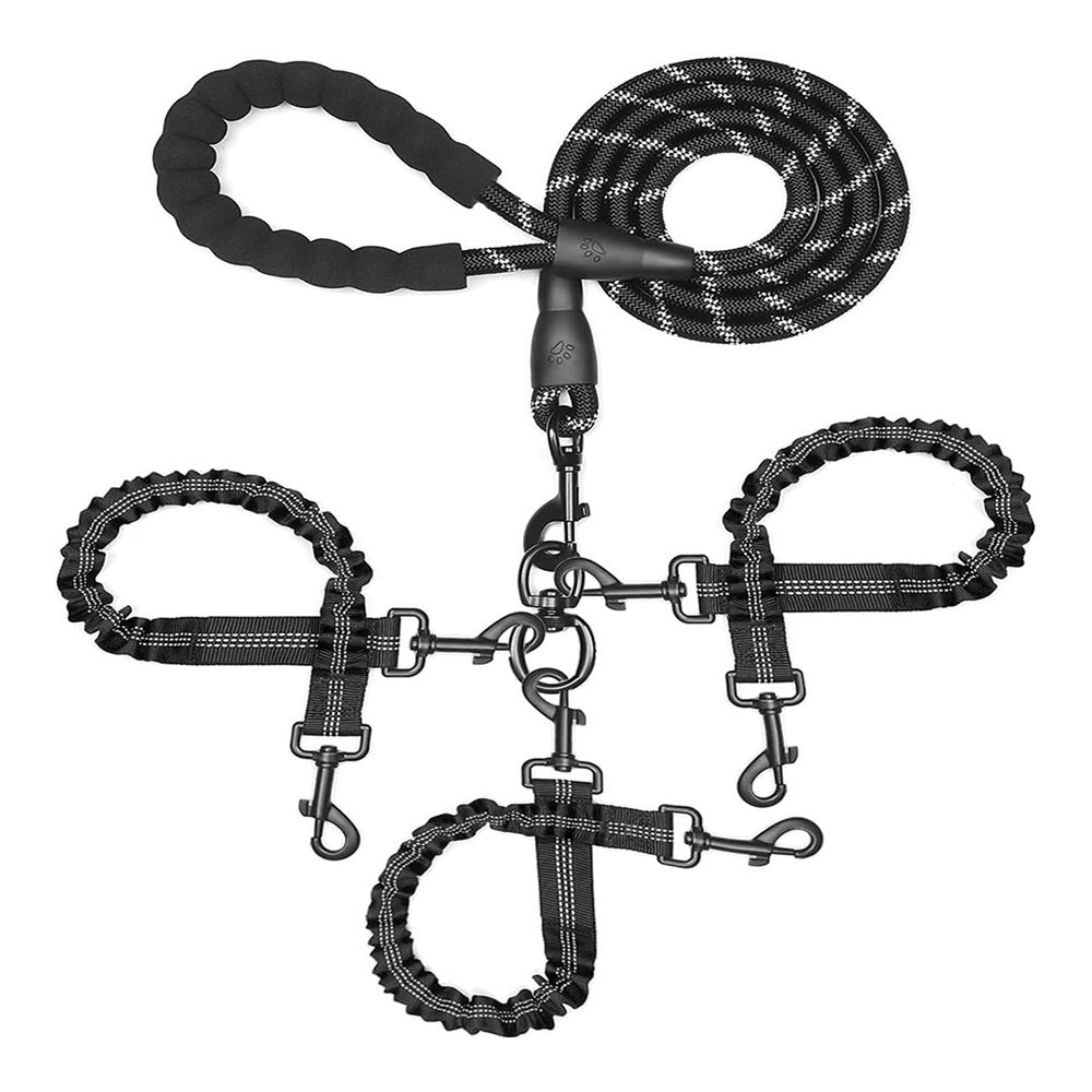 SunReady™ 3-in-1 Tangle-Free Bungee Dog Leash - Heavy Duty Reflective Coupler for 1-3 Dogs