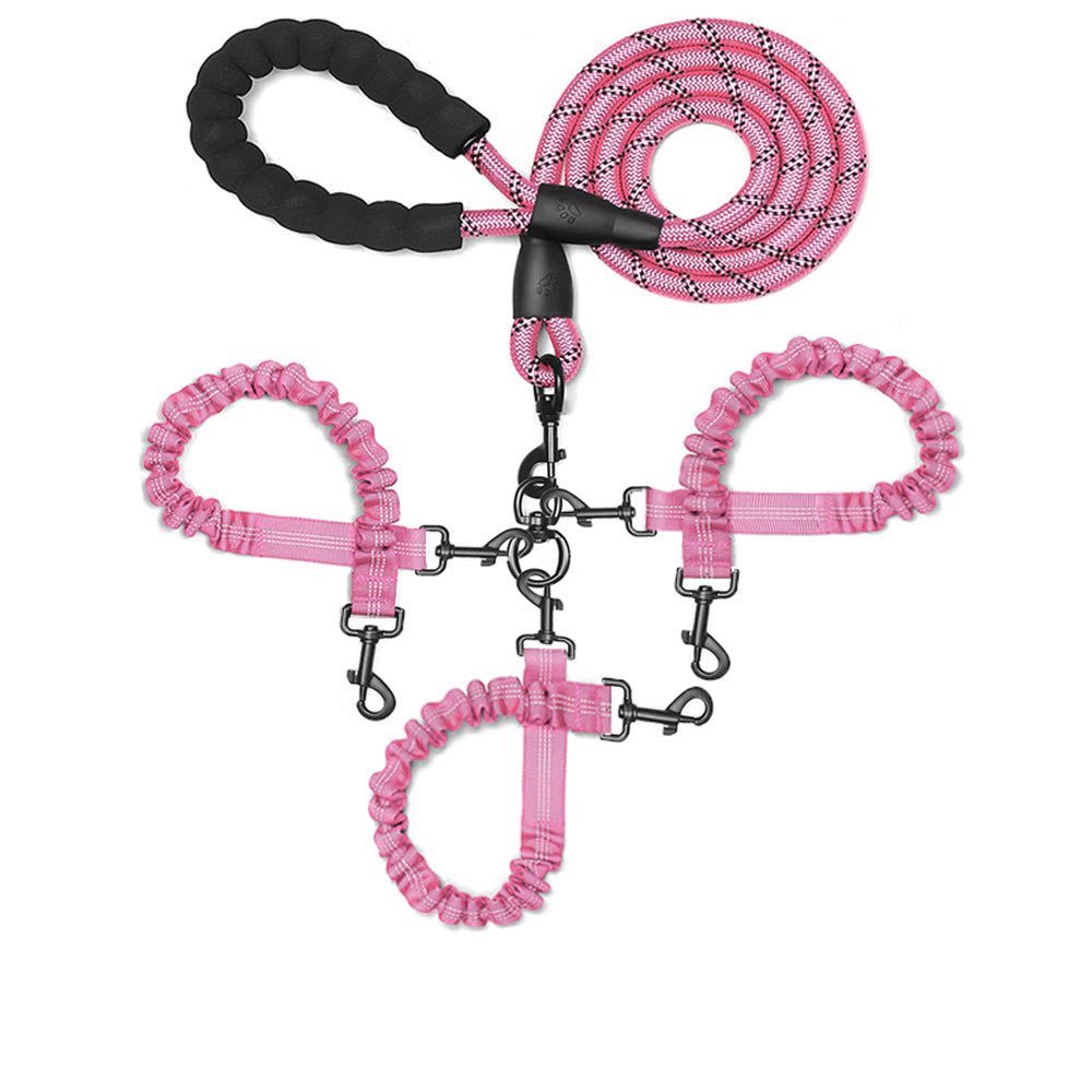 SunReady™ 3-in-1 Tangle-Free Bungee Dog Leash - Heavy Duty Reflective Coupler for 1-3 Dogs