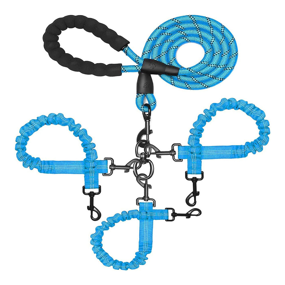 SunReady™ 3-in-1 Tangle-Free Bungee Dog Leash - Heavy Duty Reflective Coupler for 1-3 Dogs