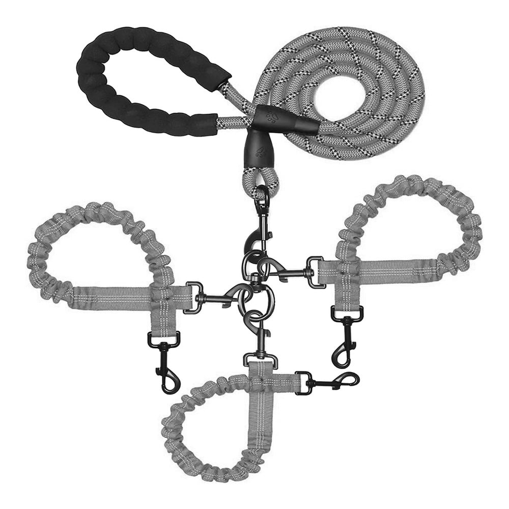 SunReady™ 3-in-1 Tangle-Free Bungee Dog Leash - Heavy Duty Reflective Coupler for 1-3 Dogs