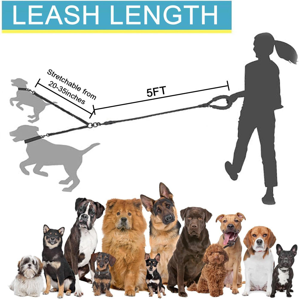 Shock-absorbing bungee system of SunReady™ heavy duty dog leash preventing tangles