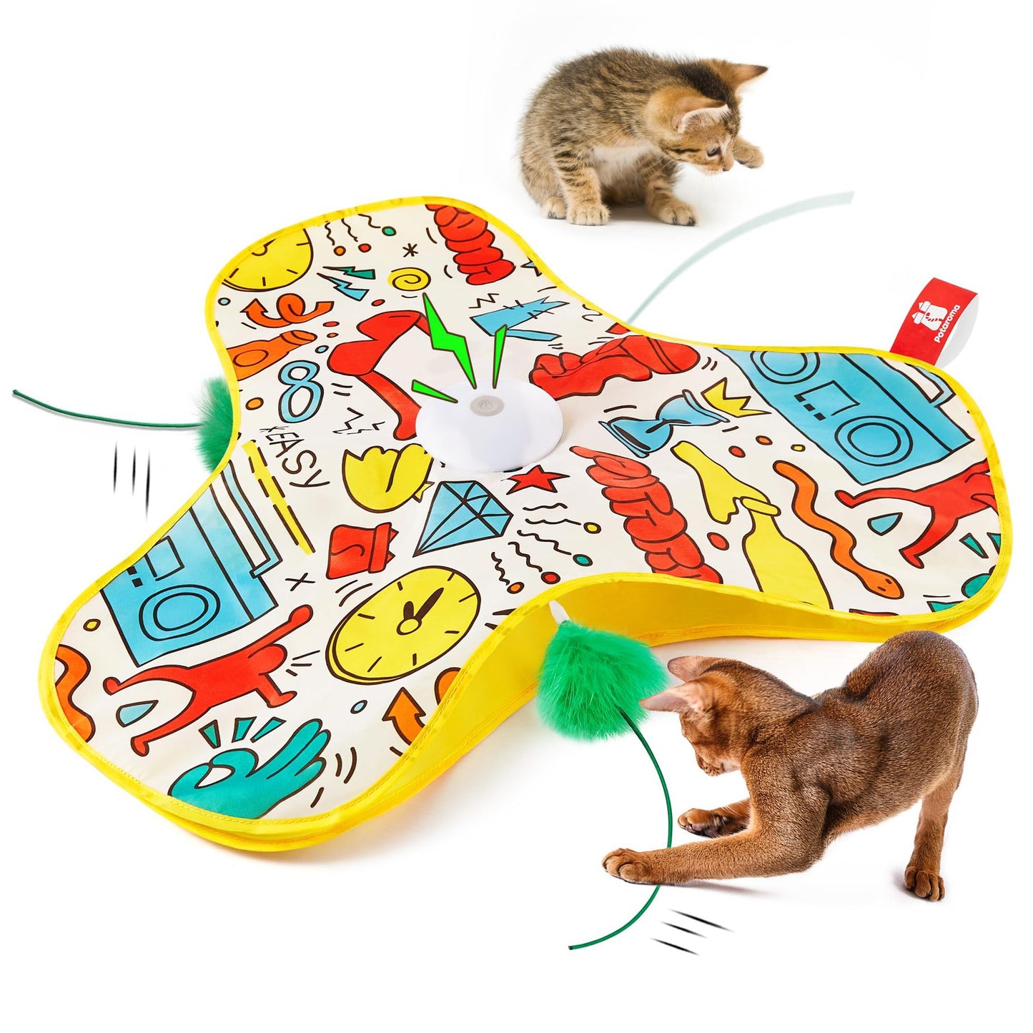 SunReady Rechargeable Peek-a-Boo Cat Toy with Feathers feature view for indoor cats
