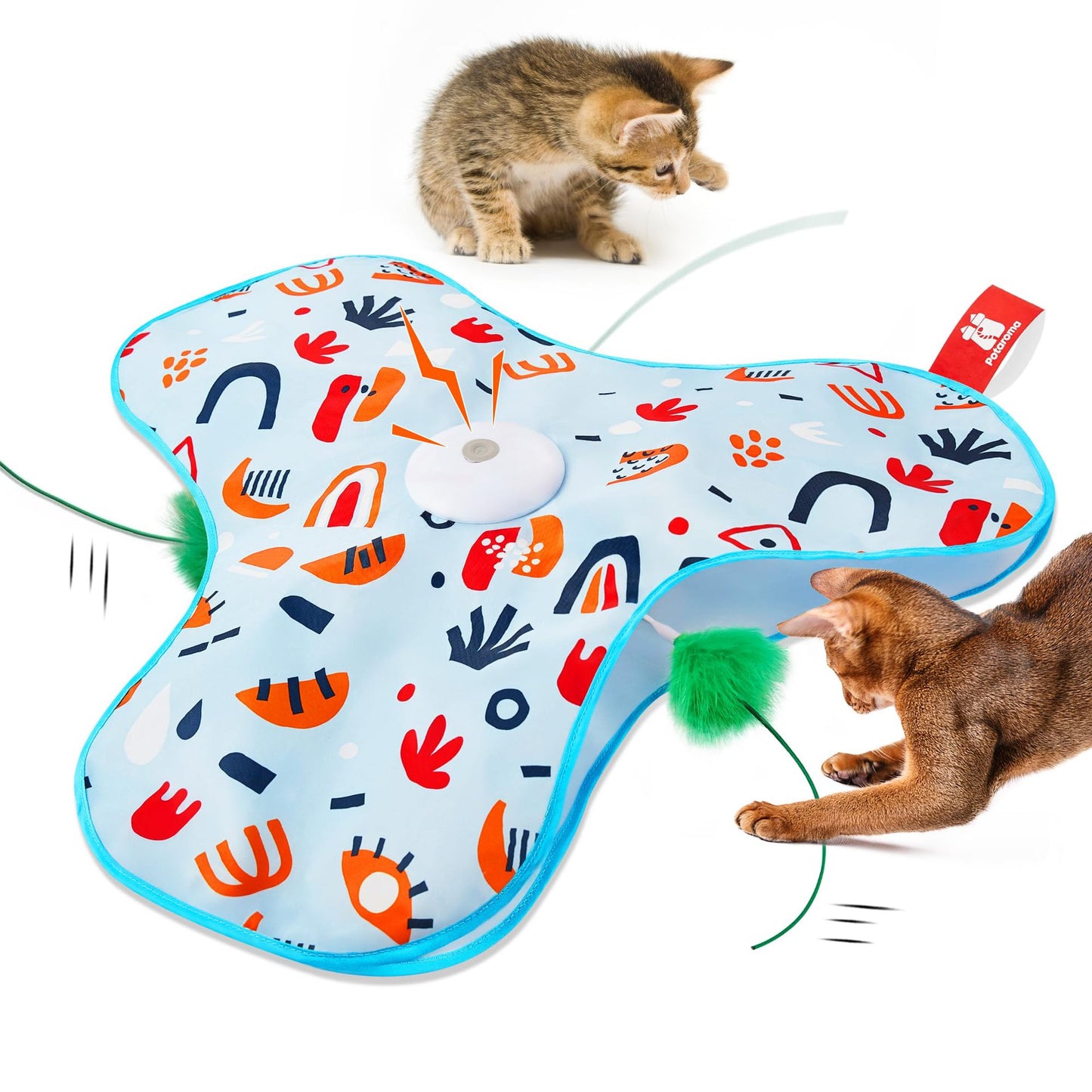 SunReady Rechargeable Peek-a-Boo Cat Toy with Feathers detail for enrichment play at home