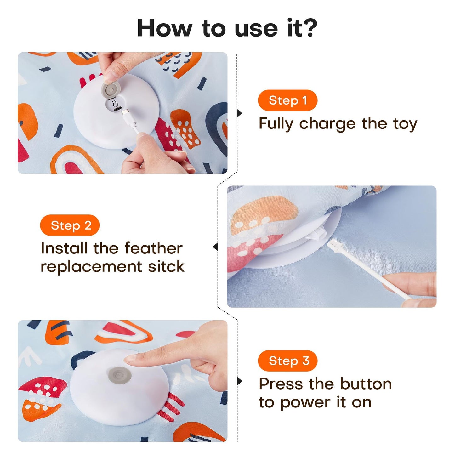 SunReady Rechargeable Peek-a-Boo Cat Toy with Feathers for indoor cats in Australian homes