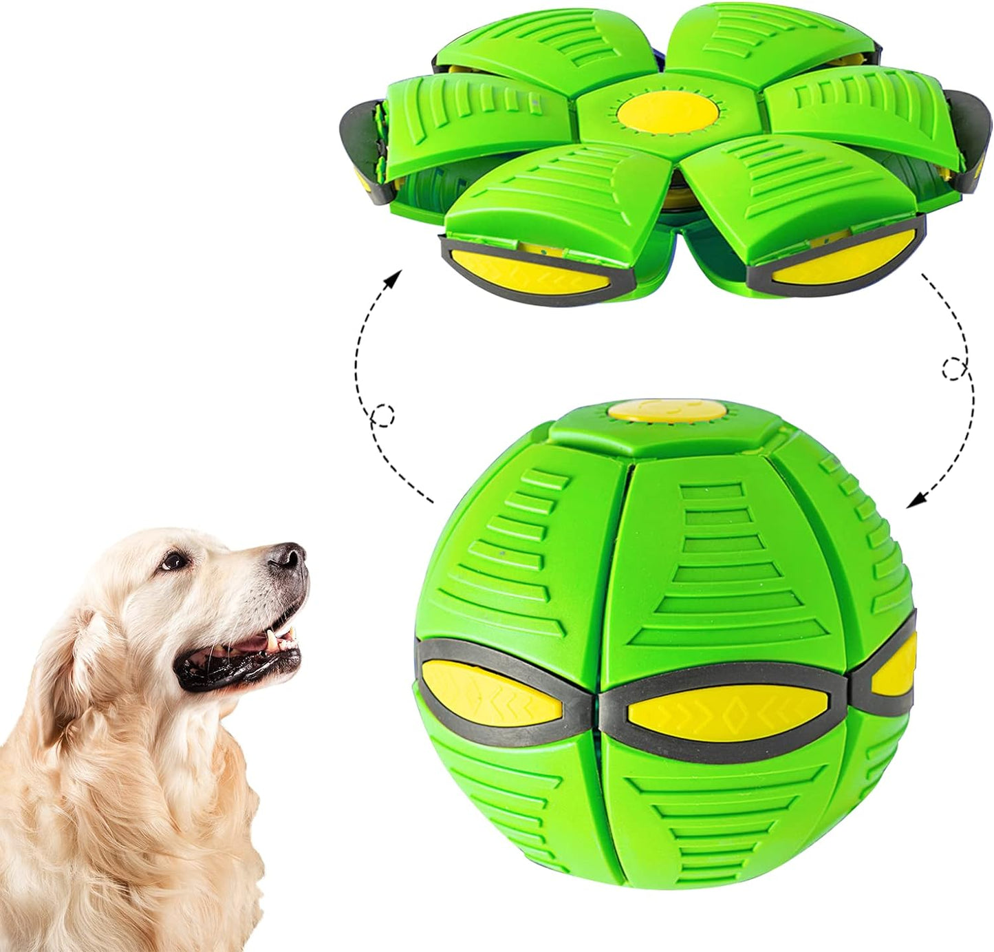 SunReady Magic UFO Dog Ball Toy with LED Lights detail for enrichment play at home