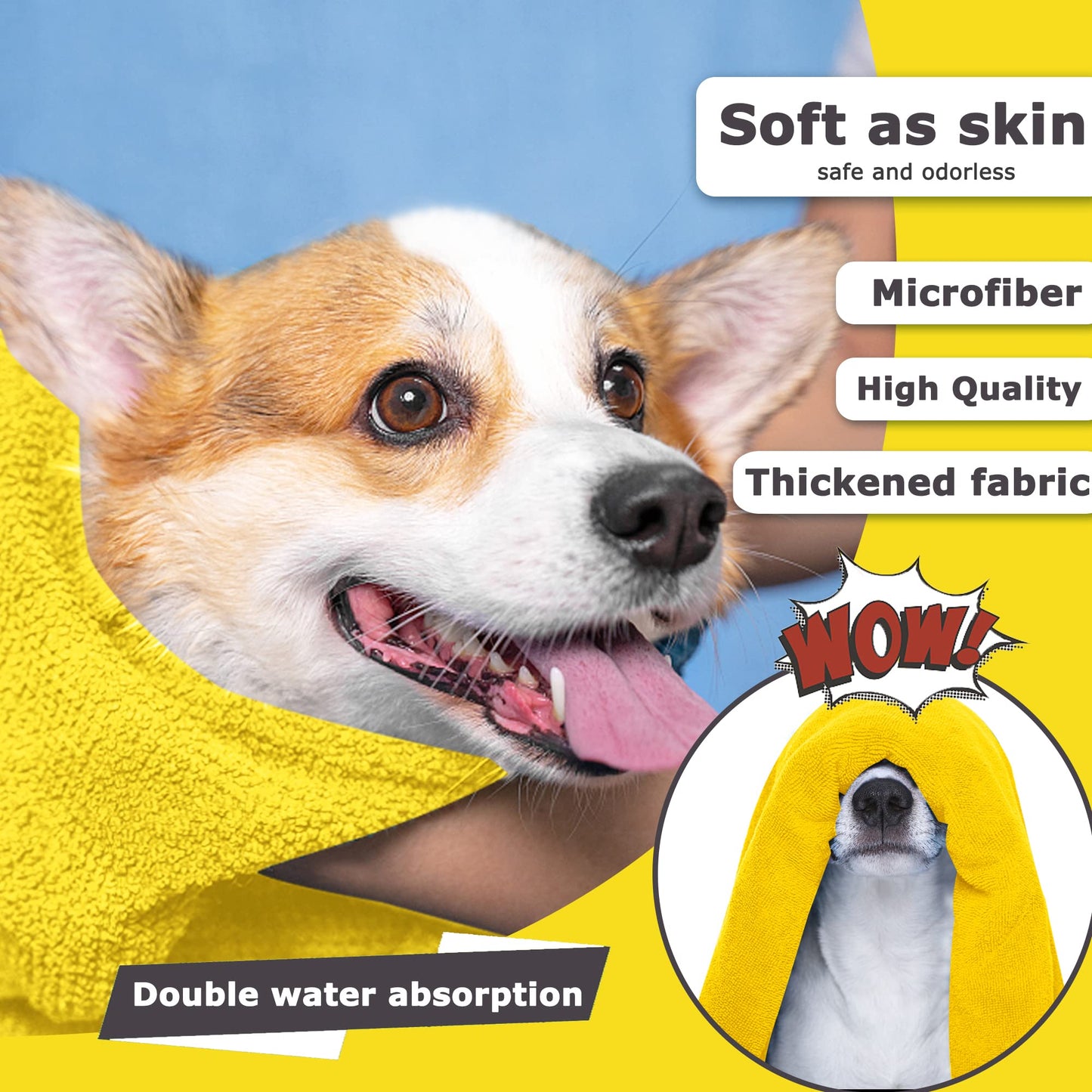 SunReady Microfiber Dog Drying Towel feature view for dogs