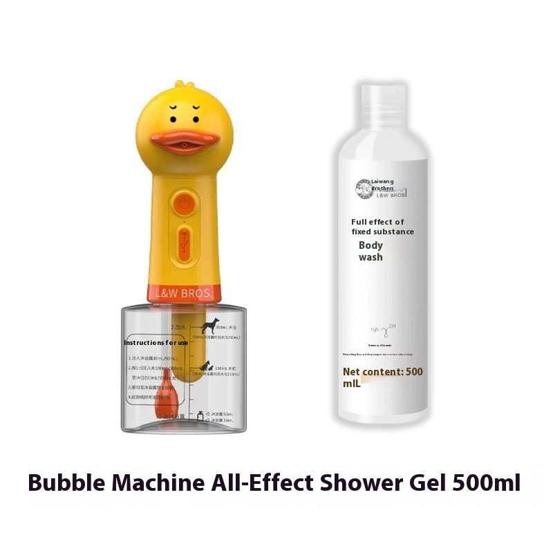 SunReady Automatic Pet Bath Foam Maker | Electric Yellow Duck Bubble Machine